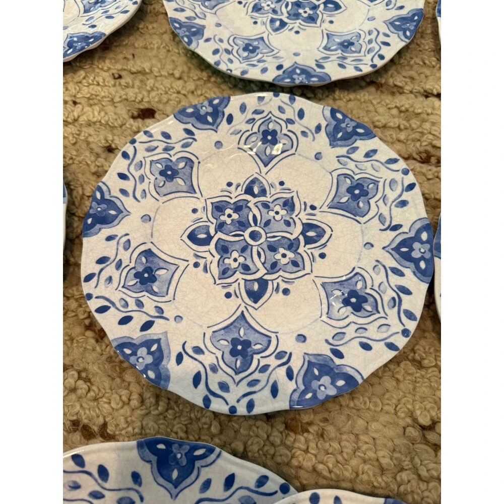 Le Cadeaux Moroccan Blue 24 Pc Set 12 Dinner Plates 12 Salad Plates
